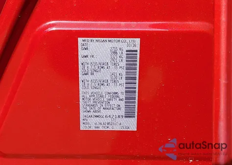 2016 Nissan Pathfinder Platinum/S/Sl/Sv z USA, uszkodzony, nr VIN 5N1AR2MM0GC642189